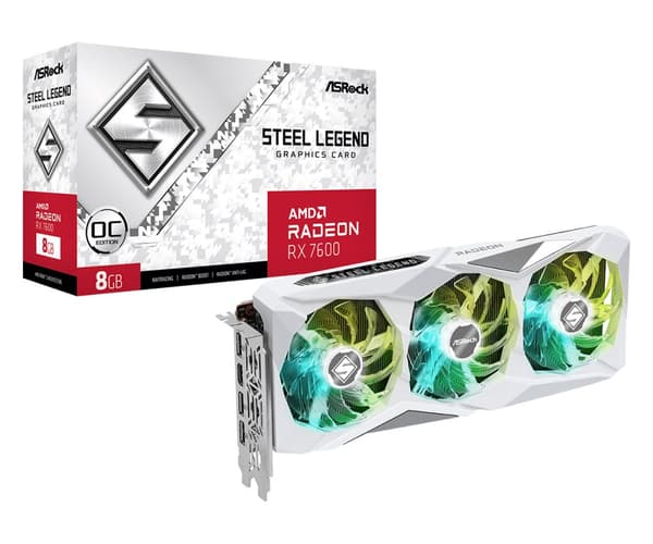 Asrock RX7600 SL 8GO graphics card AMD Radeon RX 7600 8 GB GDDR6 Hvit