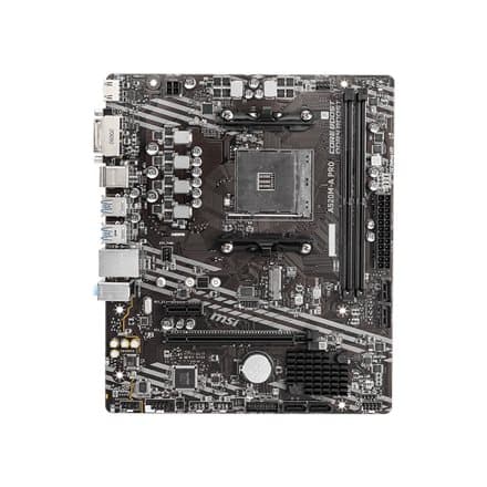 MSI Main Board Desktop A520M-A PRO (A520, AM4, 2xDDR4, 1x PCI-E 3.0 x16 slot,1x M.2 slot,4x USB 3.2 Gen1,2x USB 2.0,1x HDMI,1x DVI-D,Gigabit LAN,7.1 H