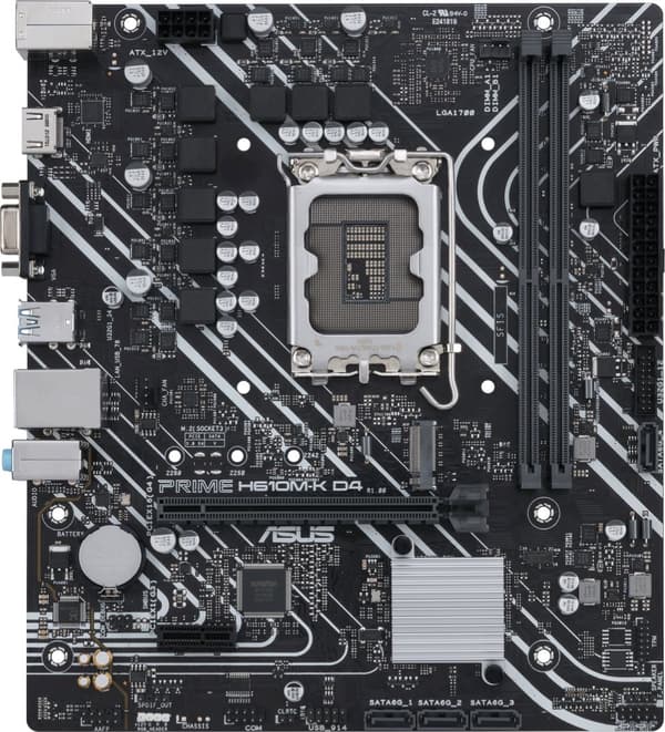 Asus | PRIME H610M-K D4 | Processor family Intel | Processor socket  LGA1700 | DDR4 DIMM | Memory slots 2 | Supported hard disk drive interfaces SATA,