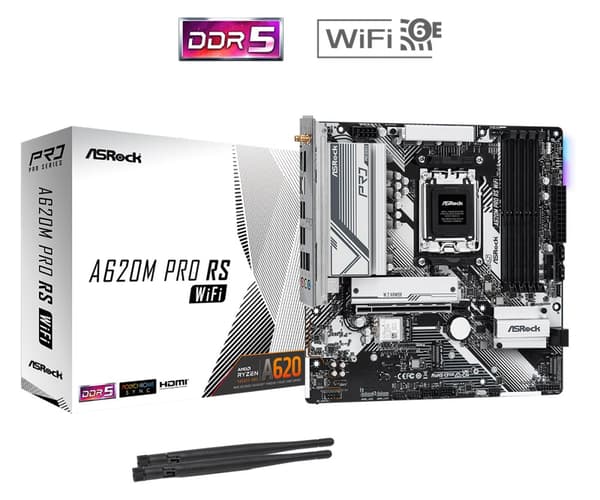 Motherboard ASROCK A620M Pro RS WiFi, Socket AM5, mATX, 4xDDR5