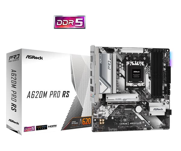 ASRock Motherboard A620M PRO RS - Micro ATX - Socket AM5 - AMD A620