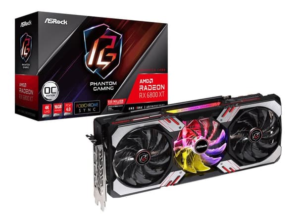 ASRock Phantom Gaming Radeon RX 6800 XT 16GB - Grafikkort Svart, Grå