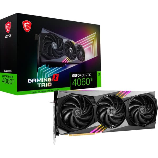MSI GeForce RTX 4060 TI GAMING X TRIO 8GB 8GB Svart, Grå