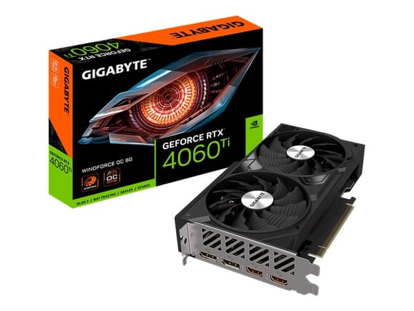 Gigabyte GeForce RTX 4060 Ti WINDFORCE OC 8G - Grafikkort - GeForce RTX 4060 Ti - 8 GB GDDR6 - PCIe 4.0 - 2 x HDMI, 2 x DisplayPort