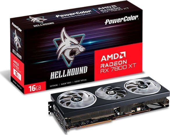 PowerColor Hellhound Radeon RX 7800 XT - Grafikkortti - Radeon RX 7800 XT - 16 GB GDDR6 - PCIe 4.0 - HDMI, 3 x DisplayPort