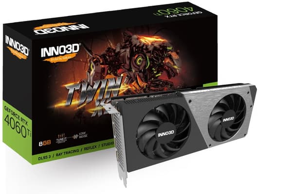 GRAFIKKORT INNO3D Geforce RTX 4060 TI TWIN X2 NVIDIA 8 GB GDDR6 DLSS 3 Sort