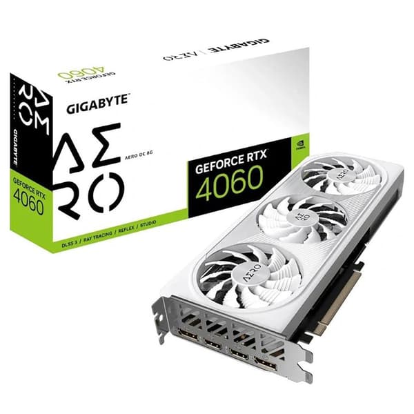 Gigabyte Grafikkort Rtx 4060 Aero Oc 8gb Gddr6 Silver Vit
