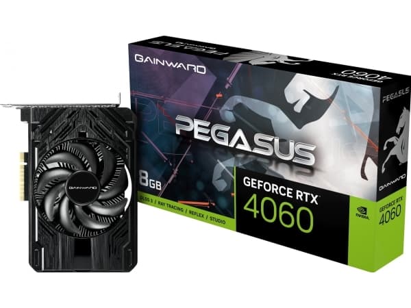 Gainward GeForce RTX 4060 Pegasus, GeForce RTX 4060, 8 GB, GDDR6, 128 bit, 7680 x 4320 pixlar, PCI Express 4.0 Svart