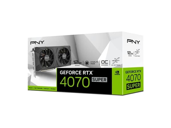 PNY Geforce RTX 4070 SUPER 12GB - VERTO Overclocked Dual Fan Edition - grafikkort - GeForce RTX 4070 Super - 12 GB GDDR6X - PCIe 4.0 x16 - 3 x Displa