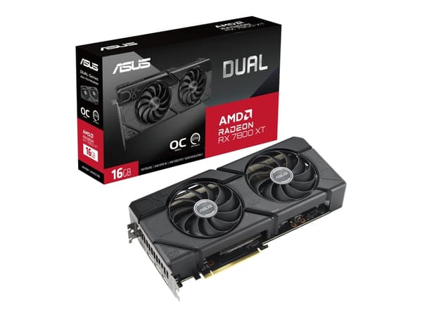 ASUS Dual Radeon RX 7800 XT 16GB - OC Edition - grafikkortti - Radeon RX 7800 XT - 16 GB GDDR6 - PCIe 4.0 - HDMI, 3 x DisplayPort - boksit