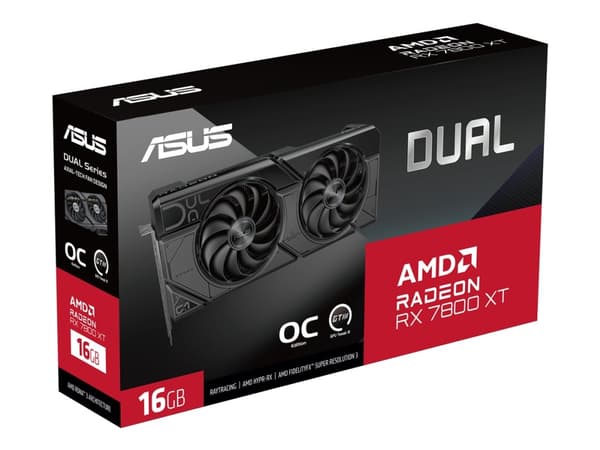 ASUS Dual Radeon RX 7800 XT 16GB - OC Edition - grafikkortti - Radeon RX 7800 XT - 16 GB GDDR6 - PCIe 4.0 - HDMI, 3 x DisplayPort - boksit