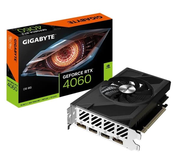 Näytönohjain, Gigabyte, nvidia geforce rtx 4060 (8 gb, gddr6, 128 bit, pcie 4.0 16x, kaksipaikkainen tuuletin, 2xhdmi, 2xdisplayport)