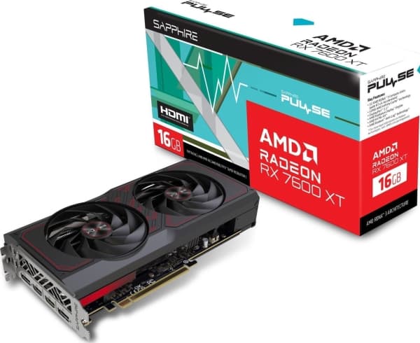 Sapphire Pulse Radeon RX 7600 XT 16GB - Grafikkort - Radeon RX 7600 XT - 16 GB GDDR6 - PCIe 4.0 x8 - 2 x HDMI, 2 x DisplayPort