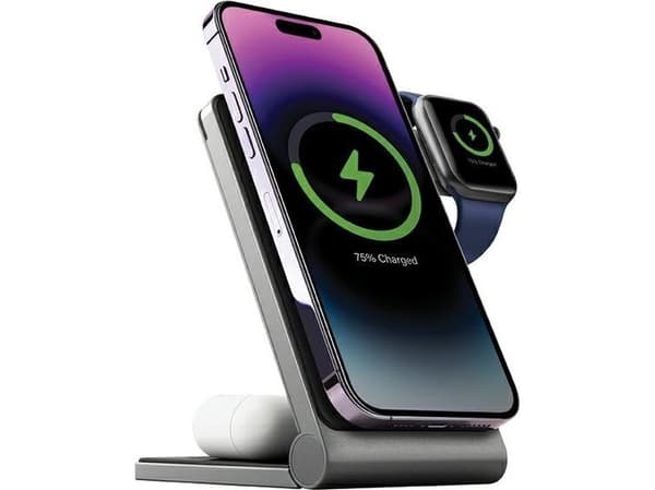 Energea Energea MagTrio sammenleggbar lader. induksjon 3in1 15W Hurtiglading grå/gunmetal MagSafe