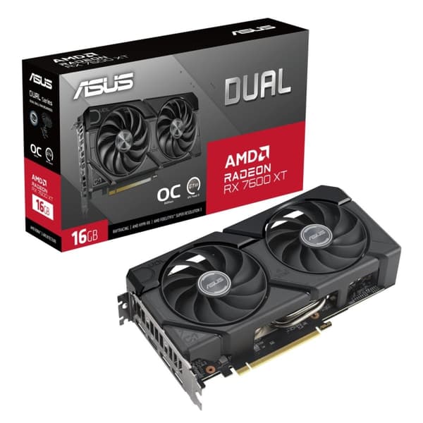 Asus Dual Radeon RX 7600 XT 16GB 16GB OC Edition Sort