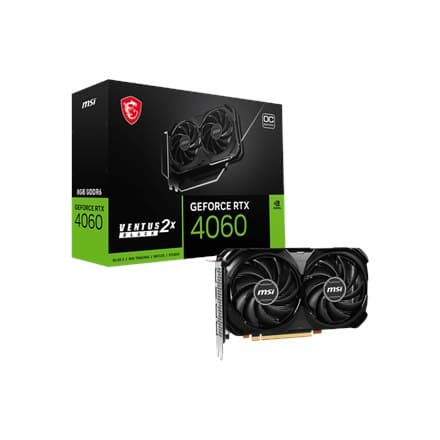MSI | GeForce RTX 4060 VENTUS 2X SVART 8G OC | NVIDIA GeForce RTX 4060 | 8 GB Grå