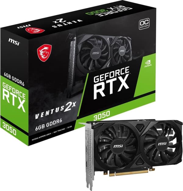 MSI Geforce RTX 3050 VENTUS 2X 6G OC NVIDIA 6GB GDDR6 Svart