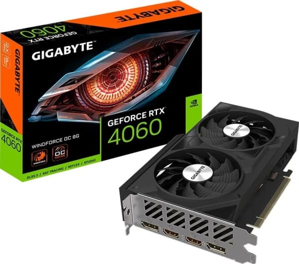 Gigabyte GeForce RTX 4060 WINDFORCE OC 8G - Grafikkort - GeForce RTX 4060 - 8 GB GDDR6 - PCIe 4.0 - 2 x HDMI, 2 x DisplayPort - låda