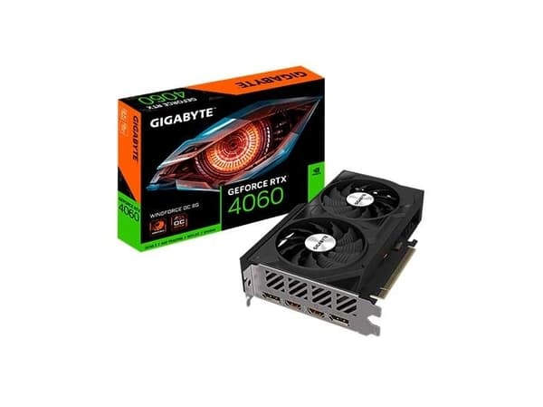 Gigabyte GeForce RTX 4060 WINDFORCE OC 8G - Grafikkort - GeForce RTX 4060 - 8 GB GDDR6 - PCIe 4.0 - 2 x HDMI, 2 x DisplayPort - låda