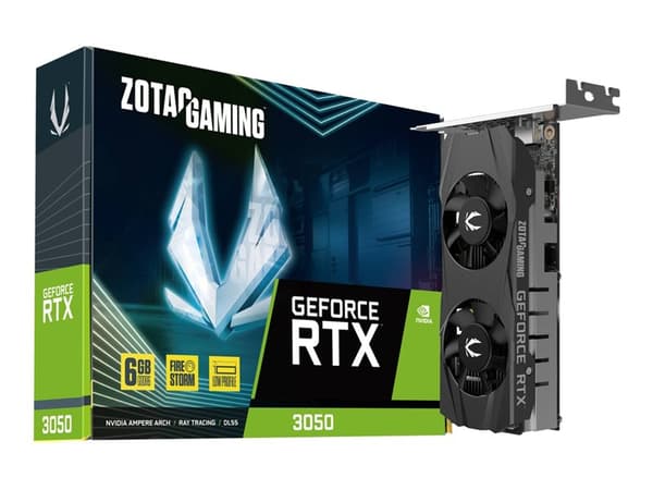 ZOTAC GAMING GeForce RTX 3050 6GB LP - Grafikkort - GF RTX 3050 - 6 GB GDDR6 - PCIe 4.0 x8 låg profil - DisplayPort, HDMI - låda