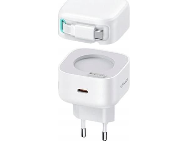 Usams-lader USAMS US-CC202 USB-C-nettlader + USB-C PD QC-kabel 35W hvit/hvit