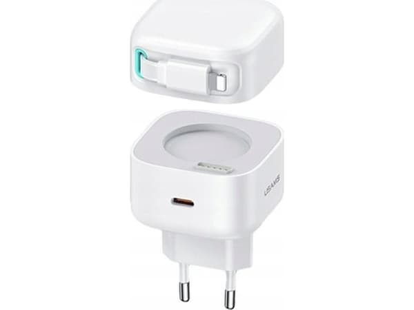 Usams laddare USAMS US-CC202 USB-C nätladdare + Lighning PD QC-kabel 35W vit/vit
