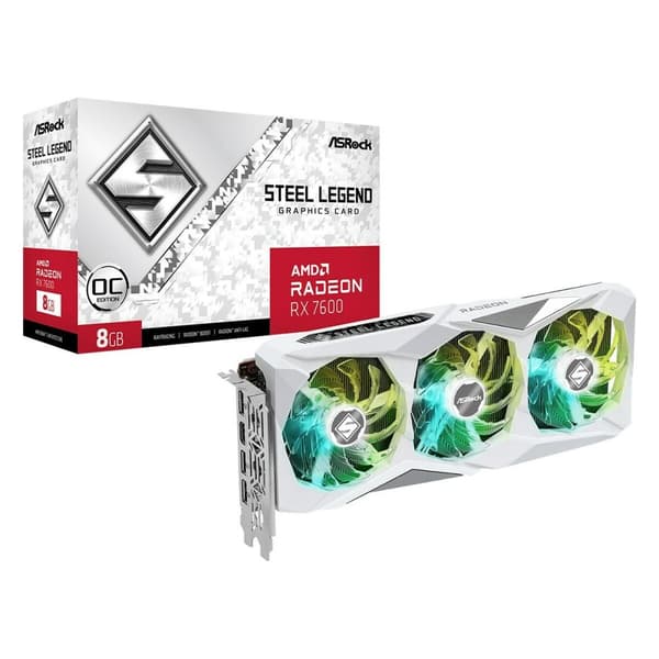 Grafikkort ASRock RX7600 SL 8GO AMD AMD Radeon RX 7600 16 GB GDDR6 Hvid