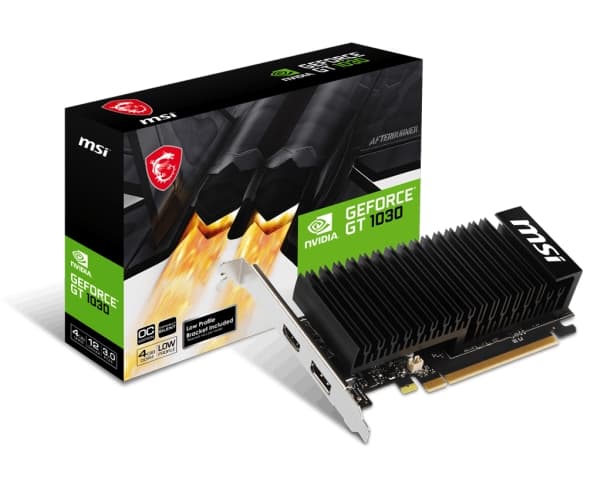 MSI GeForce GT 1030 4GHD4 LP OC - Näytönohjain - GF GT 1030 - 4GB DDR4 - PCI Express 3.0 x16 (x4-tila) matala profiili - HDMI, DisplayPort - tuuletti