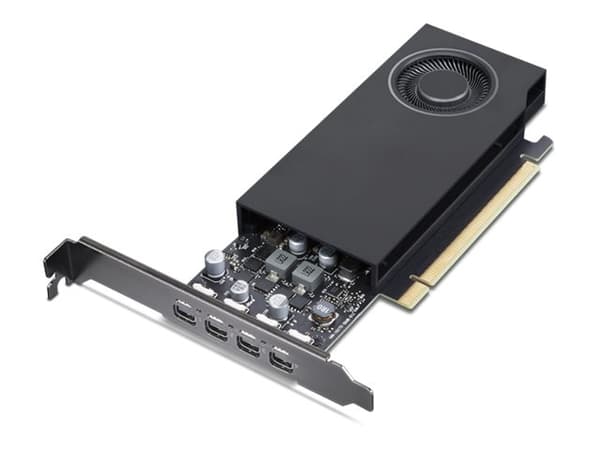 NVIDIA RTX A1000 - Näytönohjain - RTX A1000 - 8 GB GDDR6 - PCIe 4.0 x8 - 4 x Mini DisplayPort - 4 x Mini DisplayPort musta