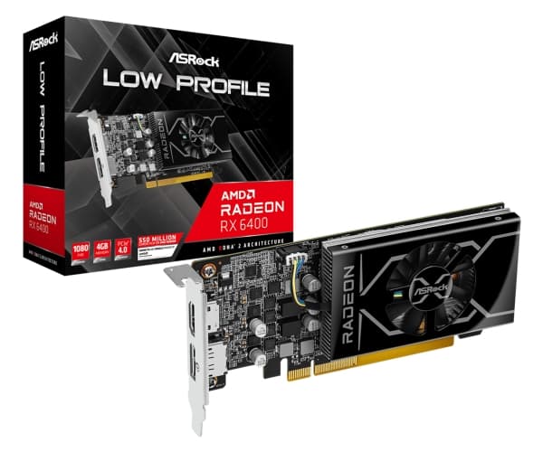 ASRock Radeon RX 6400 4GB - Grafikkort - Radeon RX 6400 - 4 GB GDDR6 - PCIe 4.0 x4 låg profil - HDMI, DisplayPort