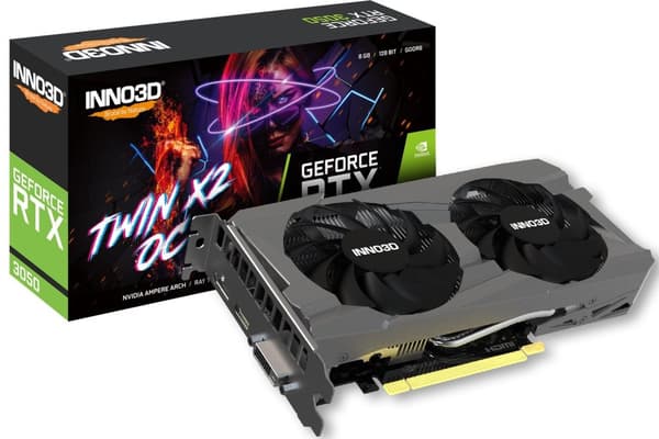 Inno3D GeForce RTX 3050 Twin X2 OC -näytönohjain, NVIDIA 8 Gt GDDR6