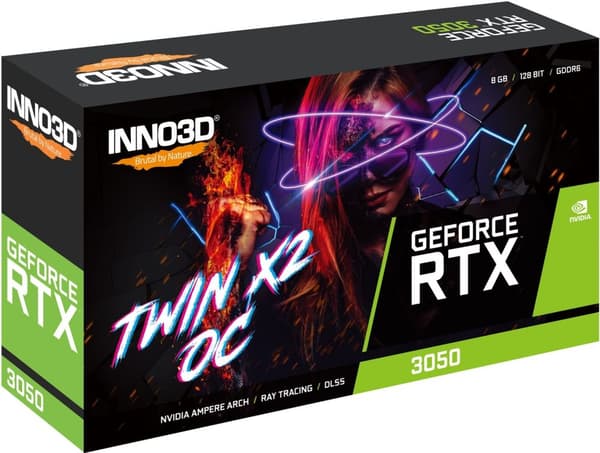 Inno3D GeForce RTX 3050 Twin X2 OC -näytönohjain, NVIDIA 8 Gt GDDR6