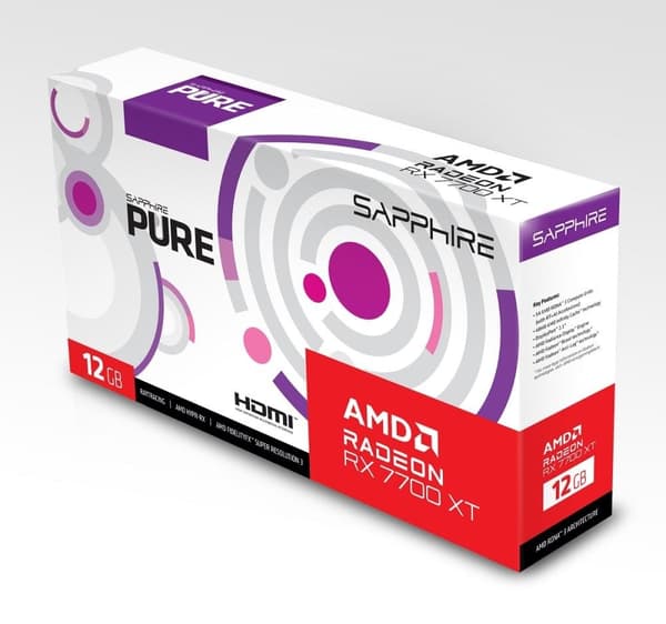 Graphics Card SAPPHIRE AMD Radeon RX 7700 XT (12 GB, GDDR6, 192 bit, PCIE 4.0 16x, 2xHDMI, 2xDisplayPort, 11335-03-20G)