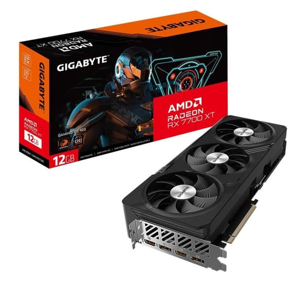 Grafikkort, Gigabyte, amd radeon rx 7700 xt (12 gb, gddr6, 192 bitar, pcie 4.0 16x, 2xhdmi, 2xdisplayport) Svart
