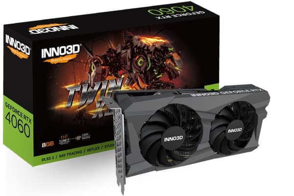 Inno3D GeForce RTX 4060 TWIN X2, GeForce RTX 4060, 8 GB, GDDR6, 128 bit, 7680 x 4320 piksler, PCI Express x16 4.0