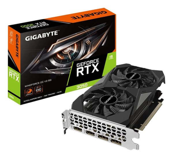 Grafiikkakortti Gigabyte GeForce RTX 3050 WINDFORCE OC 6GB musta, Hopea
