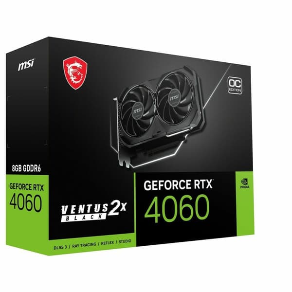Grafiikkakortti MSI GEFORCE RTX 4060 VENTUS 2X BLACK 8G OC Geforce RTX 4060 8 GB GDDR6 Harmaa