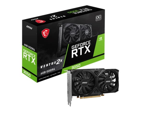 MSI GeForce RTX 3050 VENTUS 2X E 6G OC - Grafikkort - GF RTX 3050 - 6 GB GDDR6 - PCIe 4.0 x16 - 2 x HDMI, DisplayPort