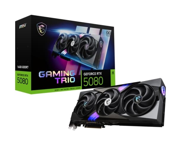 MSI GAMING GEFORCE RTX 5080 16G TRIO OC, GeForce RTX 5080, 16 GB, GDDR7, 256 bit, 7680 x 4320 piksler, PCI Express x16 5.0 Sort