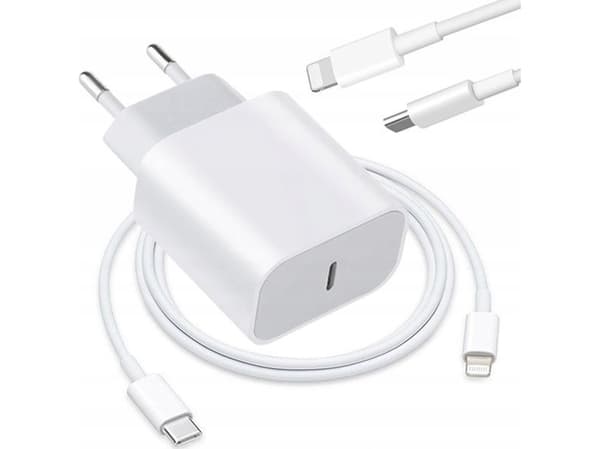 Ładowarka Vega ŁADOWARKA SIECIOWA DENMEN 3,6A 25W BIAŁA FASTON POWER DELIVERY PD TYP-C TA800 SINGLE 25W DC03 + KABEL TYP-C DO IPHONE LIGHTNING POWER