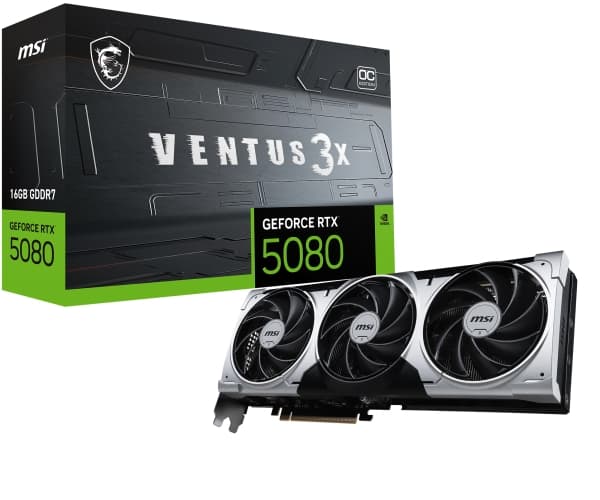 Grafikkort Grafikkkort|MSI|NVIDIA GeForce RTX 5080|16 GB|GDDR7|256 bit|PCIE 5.0 16x|Dual Slot Fansink|1xHDMI|3xDisplayPort|RTX508016GVEN3XOCPLUS Grå