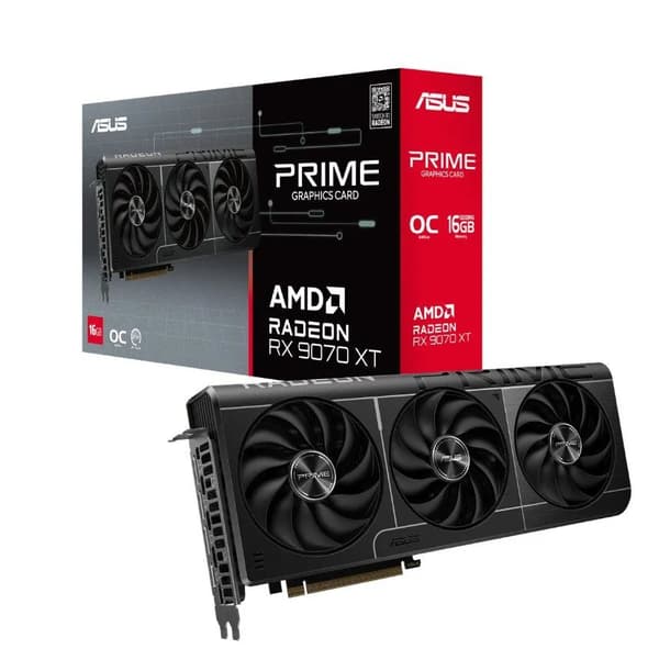 ASUS VGA 16GB RX9070XT PRIME OC 3xDP/HDMI PRIME-RX9070XT-O16G Sort
