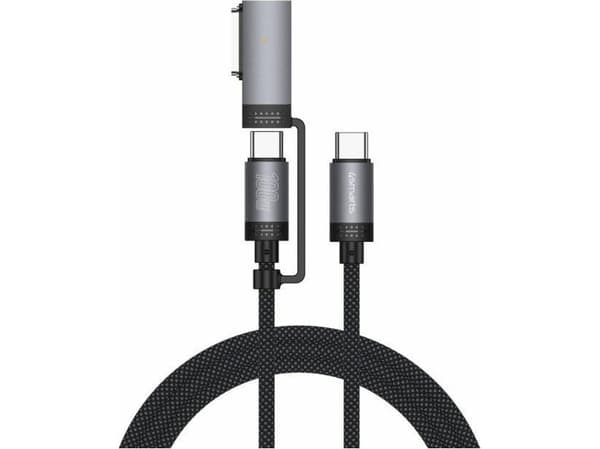 USB-C-kaapeli 4smarts Explorer ComboCord 100W 2m z adapterem MagSafe czarny czarny