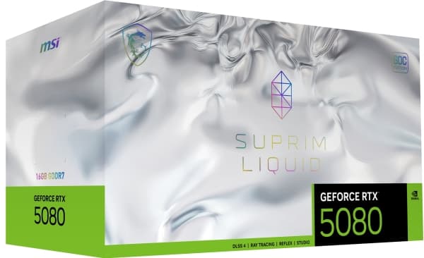 MSI GeForce RTX 5080 16G SUPRIM LIQUID SOC - Grafikkort - GeForce RTX 5080 - 16 GB GDDR7 - PCIe 5.0 x16 - 3 x DisplayPort, HDMI