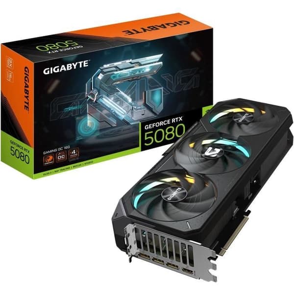 Grafikkort - GIGABYTE - GeForce RTX 5080 GAMING OC - 16 GB musta