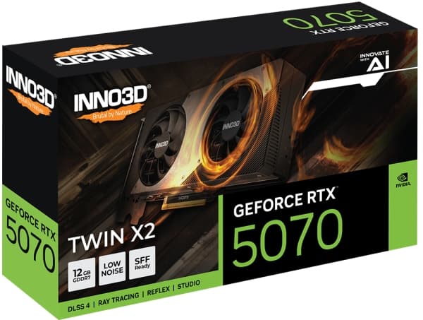 Inno3D Geforce RTX 5070 TWIN X2 - Grafikkort - GeForce RTX 5070 - 12 GB GDDR7 - PCI Express 5.0 - HDMI, 3 x DisplayPort