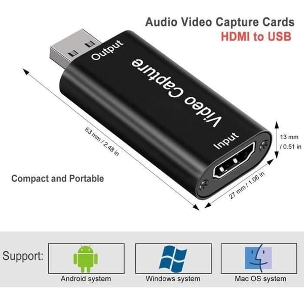 Kamera för ljud- och videoinspelning HDMI till USB Full HD 1080p USB 2.0 HDMI-inspelningskort med USB-förlängningskabel