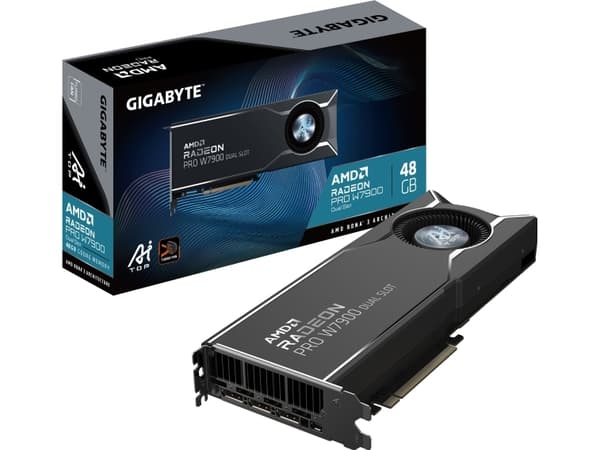 GIGABYTE Radeon PRO W7900 Dual Slot AI TOP 48G, Radeon PRO W7900, 48 GB, GDDR6, 384 bit, 7680 x 4320 piksler, PCI Express x16 4.0
