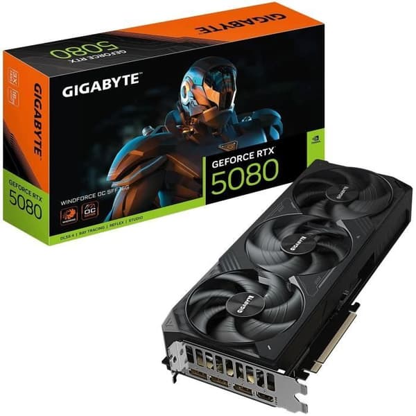 Grafikkort - GIGABYTE - GeForce RTX 5080 WINDFORCE SFF - 16 GB Svart