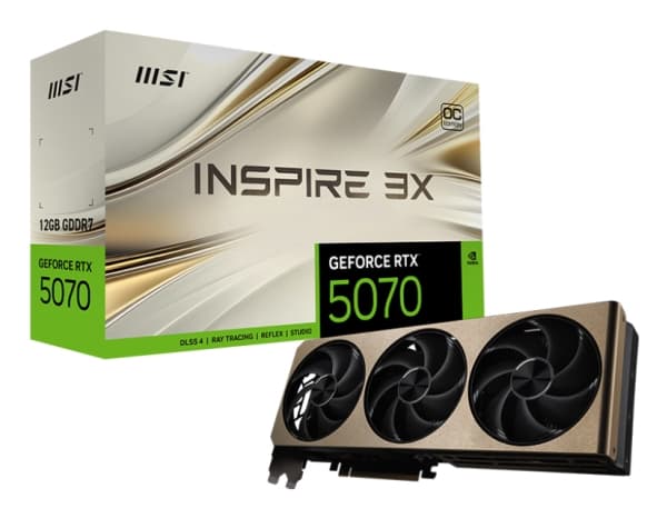 MSI GeForce RTX 5070 12G INSPIRE 3X OC, GeForce RTX 5070, 12 GB, GDDR7, 192 bit, 7680 x 4320 piksler, PCI Express x16 5.0